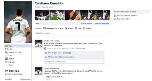 Cristiano Ronaldo sur Facebook