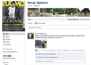 Djokovic sur Facebook