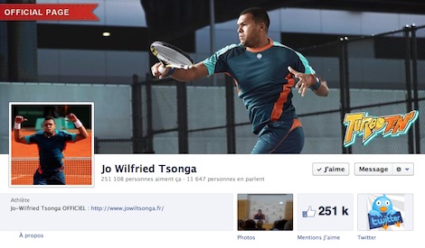 La page Facebook de Jo-Wilfried Tsonga
