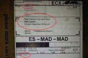 Voici le récépissé du colis envoyé à Gareth Bale... au Real Madrid