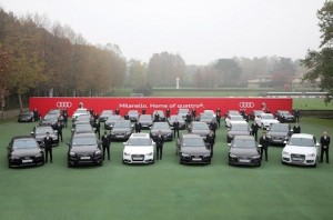 Une flotte d'Audi a débarqué au Milanello, le centre d'entraînement du Milan AC.