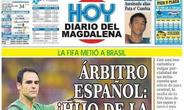 Le journal colombien Hoy Diaro del Magdalena a fait scandale avec sa couverture.
