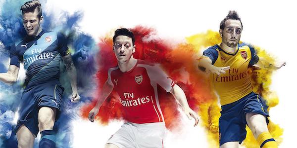 Arsenal et Puma ont dévoilé les trois maillots pour l'exercice 2014-2015.