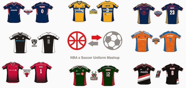 Ci les maillots de la NBA étaient conçus comme ceux du foot, voici ce que cela donnerait...