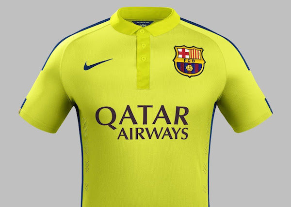 Le FC Barcelone étrennera ce maillot jaune face au PSG en Ligue des champions.