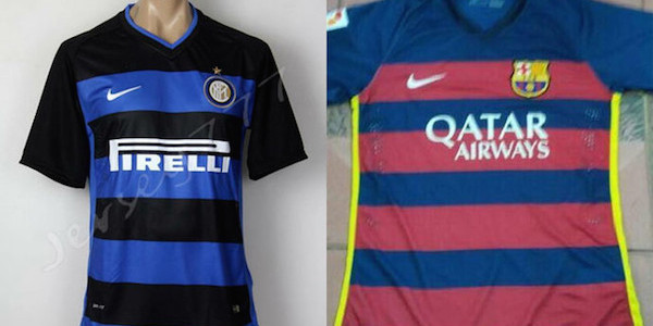 Les supporters de l'Inter Milan et du FC Barcelone devraient avoir un même modèle de maillot la saison prochaine. 