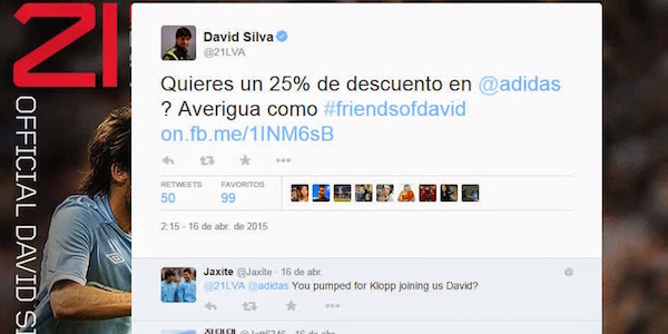 Ce tweet de David Silva ne respecte pas les règles de Advertising Standards Authority. -@Twitter