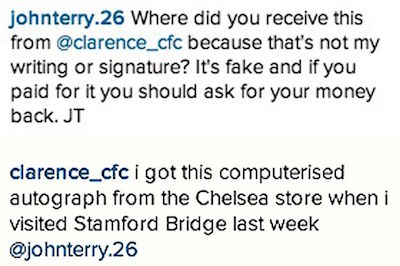 Extrait de la discussion entre John Terry et son jeune fan sur Instagram. - @TheMirror