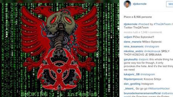La page Instagram de Novak Djokovic a été attaquée par des hackers albanais. - @Instagram.
