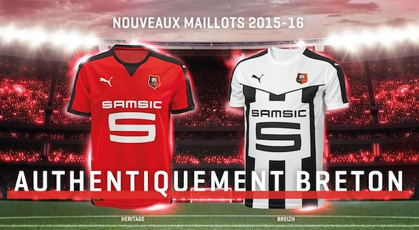 Le Stade Rennais a dévoilé ce jeudi en fin de journée ses trois nouveaux maillots pour la saison 2015-2016. - @Facebook