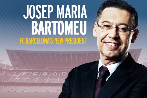 Plus d'un socio sur deux qui a voté ce samedi, à choisi Josep Bartomeu (à droite) pour prendre les rênes du FC Barcelone. - @Facebook