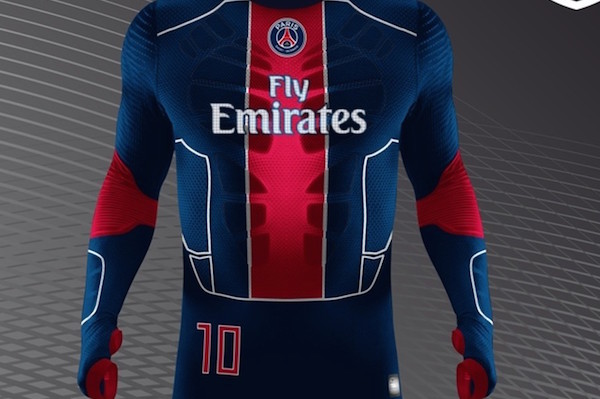 Le maillot du PSG version 2025, l'un des concepts maillots originaux imaginés pour le PSG. - @Lacasaca