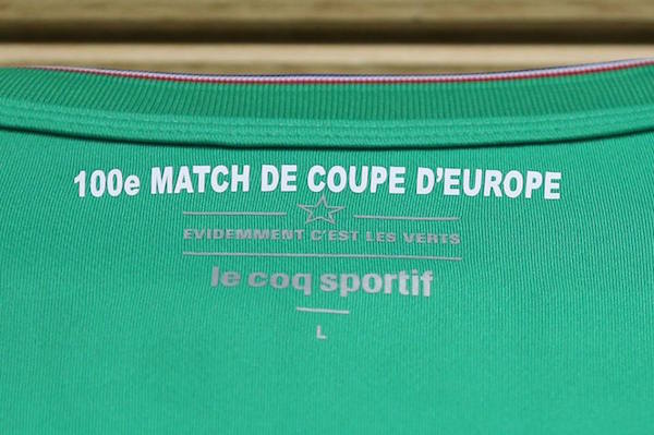 Comme écrit sur le maillot des Verts, ce soir, l'ASSE dispute son 100e match européen de son histoire. - @Facebook