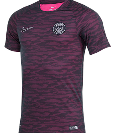 Le PSG portera ce maillot rose et noir camouflage aux échauffements, les soirs de Ligue des champions.