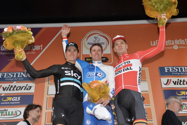 Arnaud Démare a remporté ce samedi, l'édition de Milan San Remo 2016 et la prime qui va avec. - @Facebook