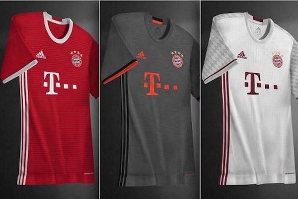 Ils n'ont pas été officialisé, mais voilà ce que seront les 3 maillots du Bayern Munich en 2016-2017
