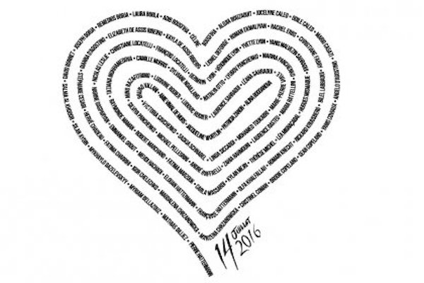 Ce coeur, formé du nom des victimes de l'attentat du 14 juillet sera le symbole fort du match entre l'OGC Nice et le Stade Rennais. 