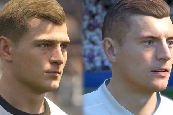 Les visages des joueurs sur PES 2017 face à ceux de FIFA 17. 