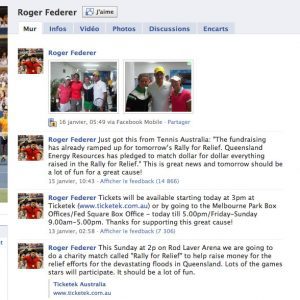 La page Facebook de Roger Federer