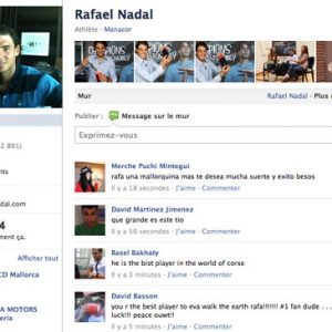 Rafael Nadal sur Facebook