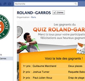 La page Facebook de Roland Garros 2011