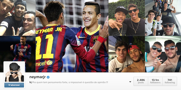 Neymar est l'athlète le plus suivi sur Instagram. - @DR