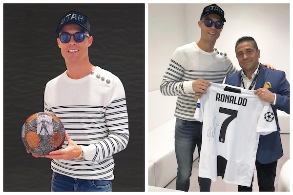 Cristiano Ronaldo: le joueur reçoit un ballon de cristaux en plus du Ballon d’Or(Photos)